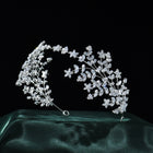 Gentle Crystal & Pearl Leafy Botanical Bridal Headpiece HP025