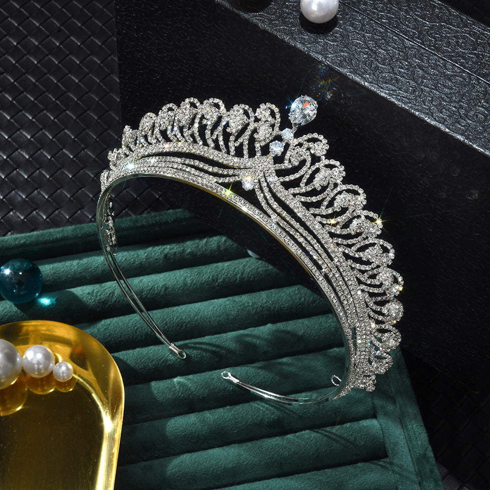 Radiant Silver Pear-Drop Princess Diadem HP029