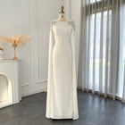 DreamyVow Elegant White Mermaid Dubai Evening Dress for Women Wedding Party Cape Sleeves Muslim Long Formal Dresses 200