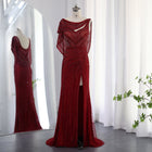 Luxury Beaded Silver Mermaid Evening Dress with Cape SS035