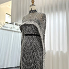 Dreamy Vow Luxury Pearls Dubai Champagne Evening Dresses with Cape 2023 New Arabic Women Mermaid Wedding Party Prom Dress 369