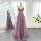 Luxury Crystal Purple Strapless Evening Dress SS699
