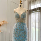 Dreamy Vow Luxury Feathers Mermaid Champagne Evening Dresses for Women Wedding 2023 Spaghetti Straps Prom Formal Gowns 374