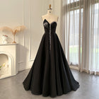 Elegant Crystal Black Long Evening Dresses with Slit SS364