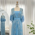 Dreamy Vow Light Yellow Luxury Dubai Feathers Evening Dresses for Women Wedding Party Arabic Purple Formal Prom Gowns 430