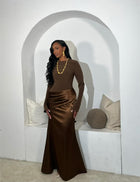 Vibrant High-Neck Sage Green Evening Dress with Scarf SF170