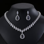 Elegant Teardrop Zircon Jewelry Set with Necklace and Earrings JW001