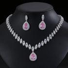 Elegant Teardrop Zircon Jewelry Set with Necklace and Earrings JW001