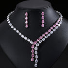 Bridal Teardrop Zircon Jewelry Set with Necklace and Earrings JW003