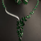 Bridal Crystal Leaf Jewelry Set with Necklace and Earrings JW004