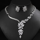 Bridal Crystal Leaf Jewelry Set with Necklace and Earrings JW004
