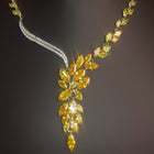 Bridal Crystal Leaf Jewelry Set with Necklace and Earrings JW004