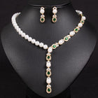 Pearl Diamond Necklace and Earring Set JW007