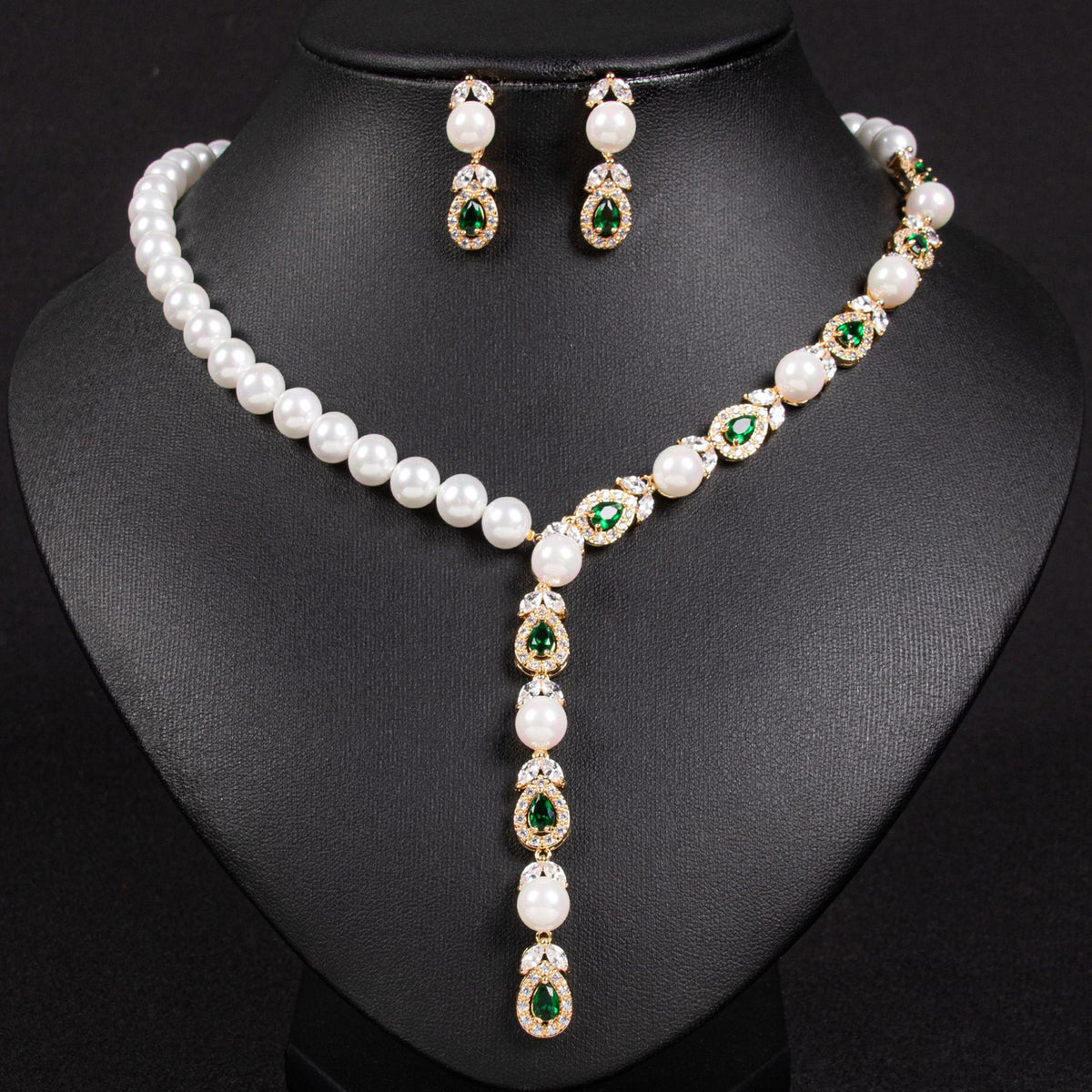Pearl Diamond Necklace and Earring Set JW007
