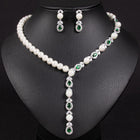 Pearl Diamond Necklace and Earring Set JW007
