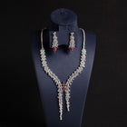 Floral Diamond Pendant Necklace Set JW008