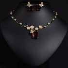 Elegant Ruby Necklace and Earring Set JW010