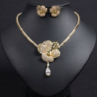 Floral Zircon Jewelry Set with Necklace and Earrings JW011