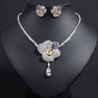 Floral Zircon Jewelry Set with Necklace and Earrings JW011