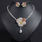 Floral Zircon Jewelry Set with Necklace and Earrings JW011