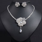 Floral Zircon Jewelry Set with Necklace and Earrings JW011