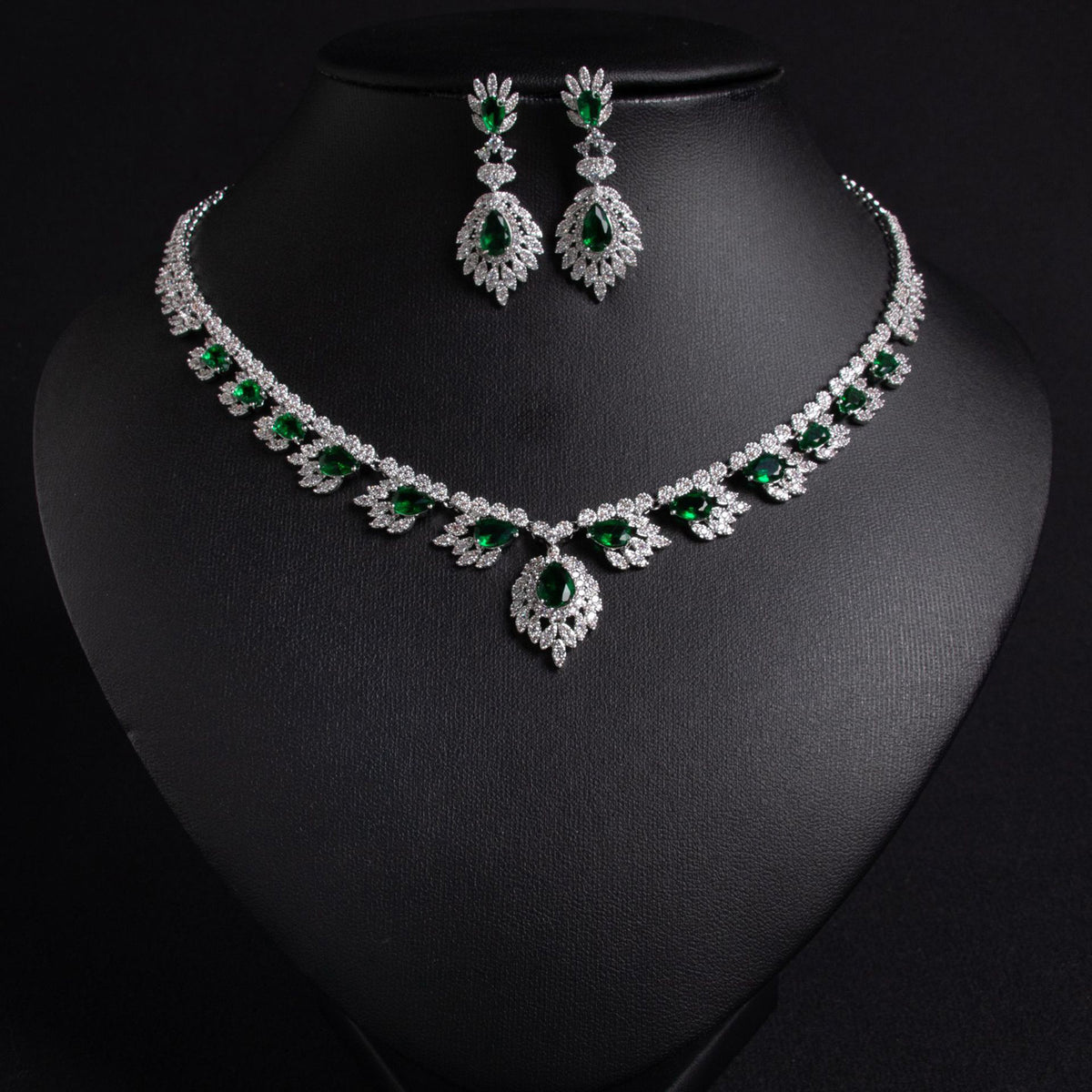 Floral Zircon Jewelry Set with Earrings JW018