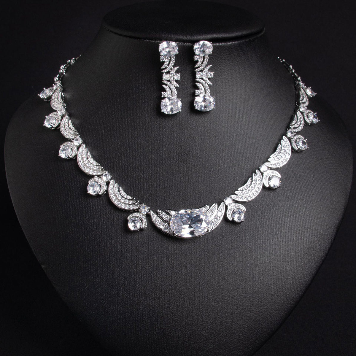 Elegant Simple Zircon Necklace and Earring Set JW023