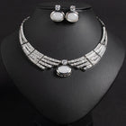 Emerald Cabochon Jewelry Set with Necklace and Earrings JW024