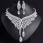 Teardrop Zircon Wing Necklace and Earring Set JW031