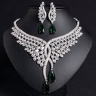 Teardrop Zircon Wing Necklace and Earring Set JW031