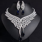 Teardrop Zircon Wing Necklace and Earring Set JW031