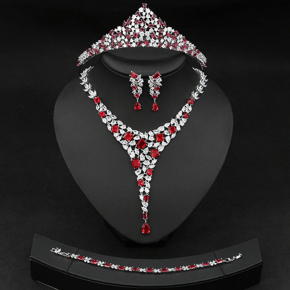 Colorful Zircon Necklace and Earring Set JW032