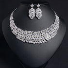Zircon Leaf Necklace and Earring Set JW035