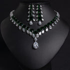 Square Cut Cubic Zirconia Necklace and Earring Set JW036