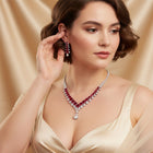 Square Cut Cubic Zirconia Necklace and Earring Set JW036