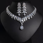 Square Cut Cubic Zirconia Necklace and Earring Set JW036