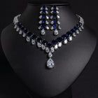 Square Cut Cubic Zirconia Necklace and Earring Set JW036