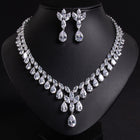Teardrop Cubic Zirconia Necklace and Earring Set JW040