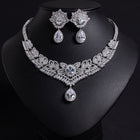 Teardrop Flower Petal Necklace and Earring Set JW042