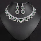 Square Cut Diamond Necklace and Earring Set JW044