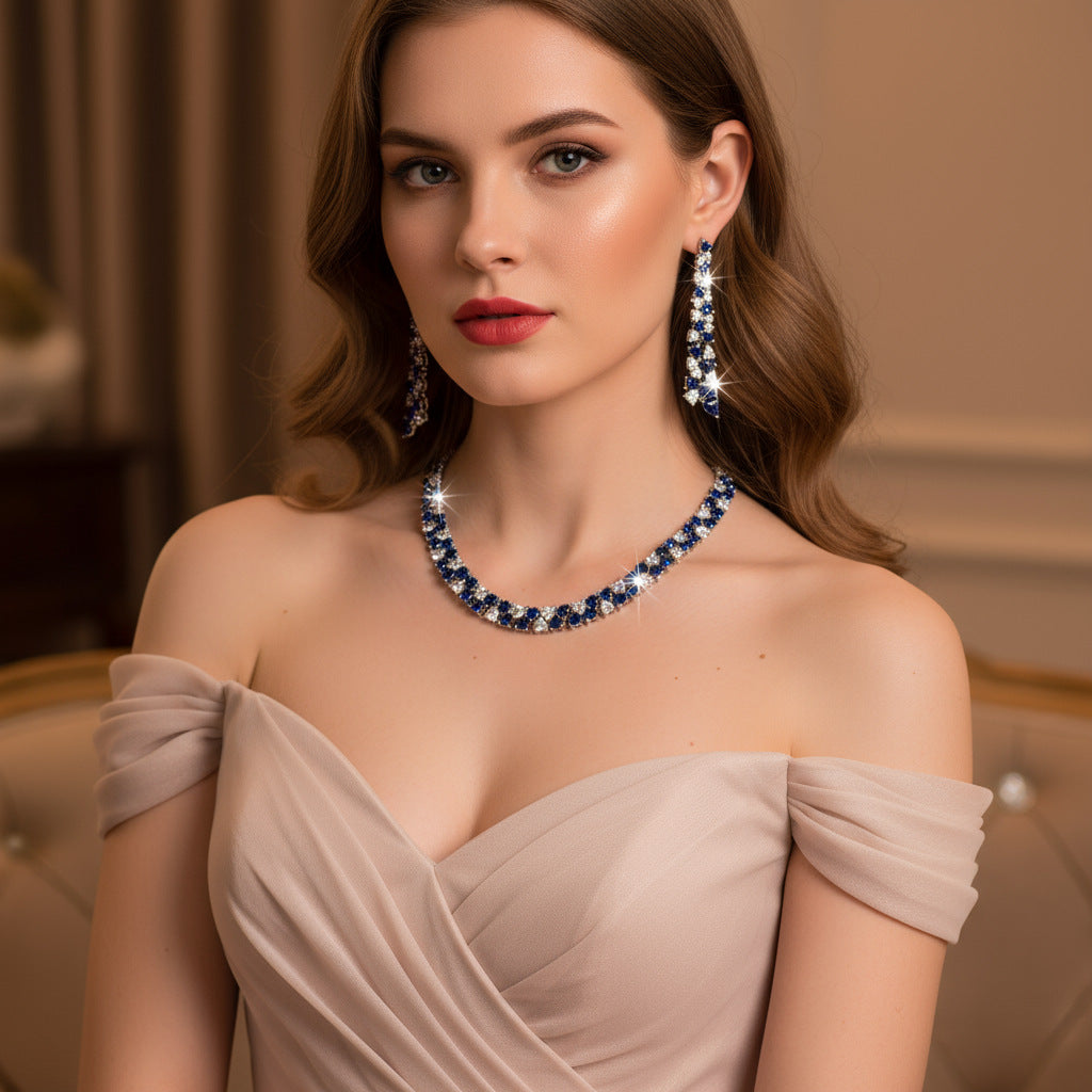 Elegant Diamond Necklace and Earring Set JW045