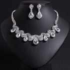 Elegant Teardrop Zircon Necklace and Earring Set JW046