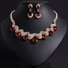 Elegant Teardrop Zircon Necklace and Earring Set JW046