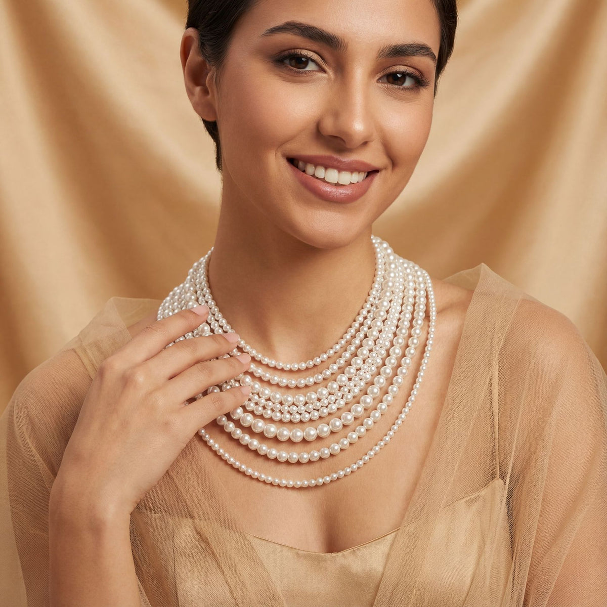 Luxury Multi-layered Pearl Jewelry Set JW048