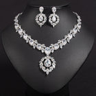Cubic Zirconia Teardrop Necklace and Earring Set JW049