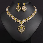Cubic Zirconia Teardrop Necklace and Earring Set JW049