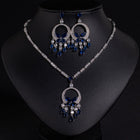 Elegant Cubic Zirconia Tassel Necklace and Earring Set JW050