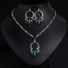 Elegant Cubic Zirconia Tassel Necklace and Earring Set JW050