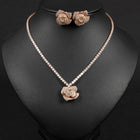 Rose Shaped Zircon Necklace and Earring Set JW051