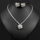 Rose Shaped Zircon Necklace and Earring Set JW051